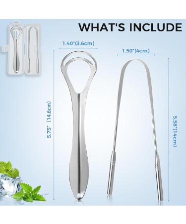 Stainless Steel Tongue Scraper 2 Pack - Effective Oral Care Tool for Adults & Kids | Reduce Bad Breath & Halitosis with Protective Case - Buy Online on GoSupps.com