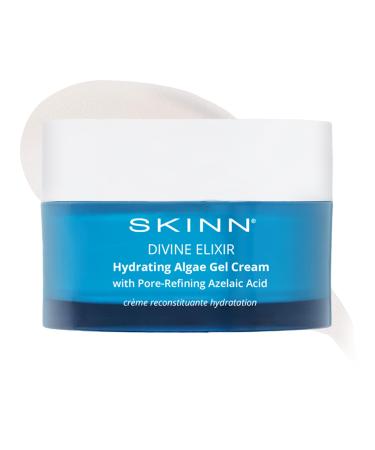 SKINN Moisturizer for Dry Skin Divine Elixir Hydrating Algae Gel Cream (1.7 Fl Oz) - Gel Moisturizer for Face & Body That Hydrates & Exfoliates Skin While Plumping Appearance - Help Reduce Fine Lines