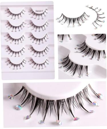 Housoutil 5 Pairs Diamond Eyelashes False Eyelashes Fluffy Girls Lashes Asian Decor Christmas Lashes Colorful Rhinestones Diamond Decor Fluffy Eyelash Miss Paste Drill Flash Fiber - Buy Online on GoSupps.com