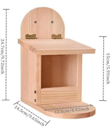 Squirrel Feeder Visible Wooden Squirrel House with Movable Cover Funny Squirrel Feeder with Long Feeding Platform for Outside Backyard Garden Squirrel House - Buy Online on GoSupps.com