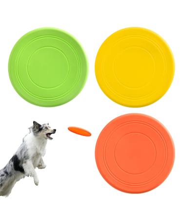Bnoyoneras 3 pieces of Frisbee Hund dog frisbee rubber frisbee dogs dogs dog toys Frisbee Wurfring Disc dog-free base from natural rubber for land and water (green+orange+yellow)