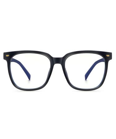 Oversized Blue Light Blocker Glasses for Women Square Computer Eyeglasses Reduce Eye Strain Black