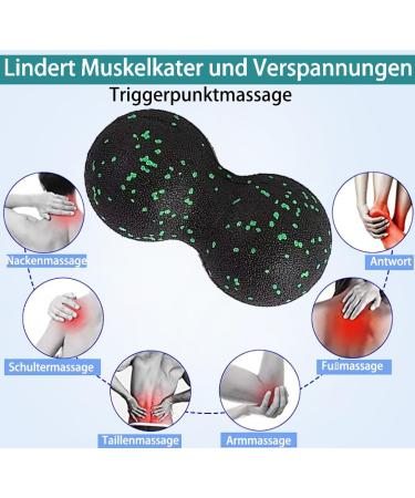 Fascia Ball Set for Deep Tissue Massage | Peanut & Lacrosse Balls for Neck Back Spine & Feet Relief | Trigger Point Release - Green - Buy Online on GoSupps.com