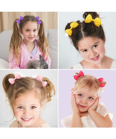 40-Piece Set: Baby Girls 2.75 Grosgrain Ribbon Hair Bows - Rubber Band Hair Bands for Kids, Teens, Toddlers (20 Pairs) - Buy Online on GoSupps.com