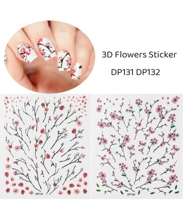 Spring Flower Nail Art Stickers - Self-Adhesive Cherry Blossom Willow Morning Glory Design for Women - 6 Sheets - Buy Online on GoSupps.com