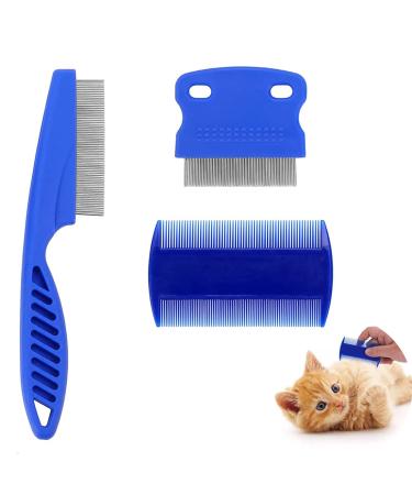 3 Piece Flea Comb Set for Cats & Dogs - Effective Lice & Tearing Removal - Pet Care Essentials in Blue - Buy Online on GoSupps.com