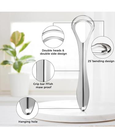 Stainless Steel Tongue Scraper 2 Pack - Effective Oral Care Tool for Adults & Kids | Reduce Bad Breath & Halitosis with Protective Case - Buy Online on GoSupps.com