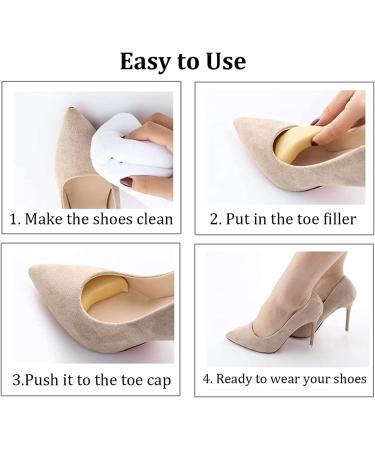 4 Pairs Foam Toe Inserts for Shoes Too Big - Toe Fillers for Women Men, Black & Beige Shoe Fitters - Buy Online on GoSupps.com