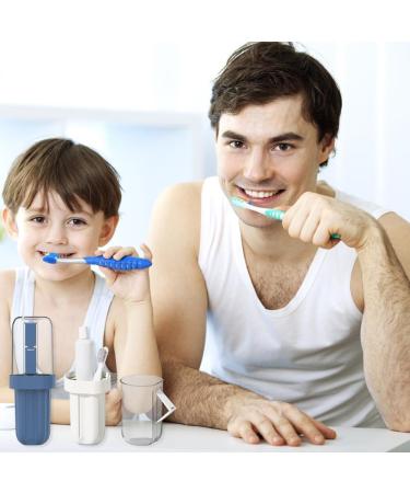 Dzmuero Toothbrush Etui - Portable 2-in-1 Travel Case & Storage | Blue & White Toothbrush Cup for Home & Travel - Buy Online on GoSupps.com