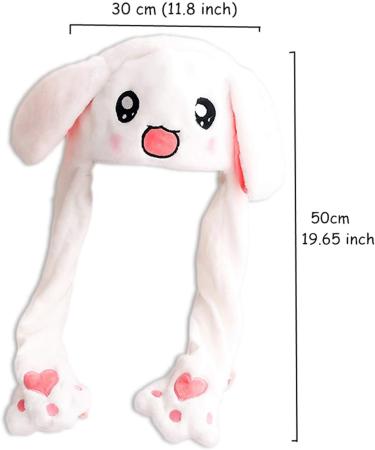 Cute Plush Rabbit Jumping Hats for Girls & Women - Fuzzy Winter Caps - Stitch Blue - Kids 30x50cm - Buy Online on GoSupps.com