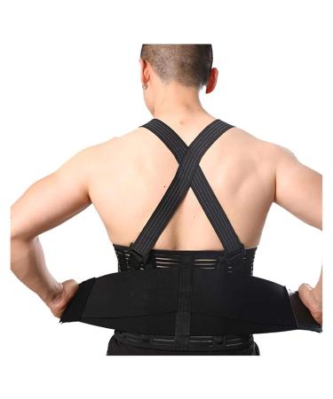 Male Pain Belt Back Corset for Men Heavy Lift Work Brace Shoulder Straps Lumbar Support Belt Posture Corrector Black Medium - Buy Online on GoSupps.com