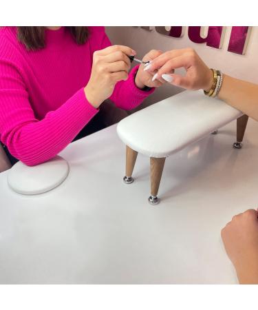 Professional Nail Technician Arm Rest for Acrylic Nails - Elbow Hand Cushion Stand in White Leather - Buy Online on GoSupps.com