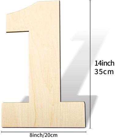 14 Inch Blank Wood Number 1 - Large Unfinished Wooden Sign for DIY Craft and Party Decoration - Buy Online on GoSupps.com