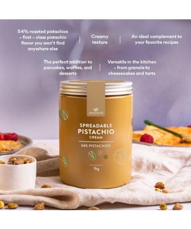ORIGONUTS Pate de Pistache 54% Pistaches Creme Pistache - Base pour G teau Creme Dessertes Glace Patisserie Chocolat Dubai - Sans Colorants Sans Huile de Palme - 1 kg Pistache avec sucre 1 kg (Lot de 1) - Buy Online on GoSupps.com
