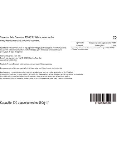 Swanson Beta Carotene 10000 IU - 3000mcg High Dose 100 Soft Capsules - Gluten-Free Non-GMO Lab Tested - Buy Online on GoSupps.com