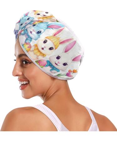 Buy Colorful Easter Rabbits Hair Towel 2 Pack - Super Absorbent Quick Dry Hair Turbans for Women & Girls - Ideal Travel Accessory - Buy Online on GoSupps.com