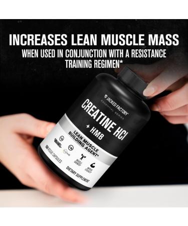 Jacked Factory Creatine HCL + HMB Capsules - Synergistic CON-CRET myHMB & Vitamin D Formula for Improved Growth Strength & Reduced Muscle Breakdown - 150 Capsules - Buy Online on GoSupps.com