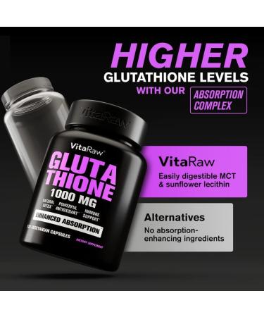 1000mg Glutathione Immune Support Supplement with 100mg Absorption Complex | Pure L Glutathione w/ Alpha Lipoic Acid for Brain Boost & Glowing Skin - Buy Online on GoSupps.com