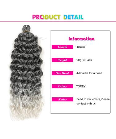 Ocean Wave Crochet Wavy Hair 18 Inch 5 Packs Hawaii Curly Braiding for Goddess Locs Crochet - Tgrey - Buy Online on GoSupps.com