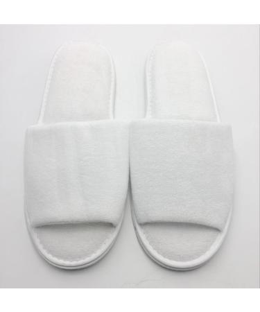 Travelwell 12 Pairs Open Toe Terry Spa Slippers - Bulk Hotel Unisex White Slippers - Buy Online on GoSupps.com
