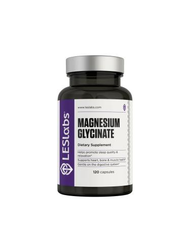 LES Labs Magnesium Glycinate Supports Restful Sleep Heart Health Stress Relief Metabolism Nerve & Muscle Function Gentle on The Digestive System Non-GMO Supplement 120 Capsules