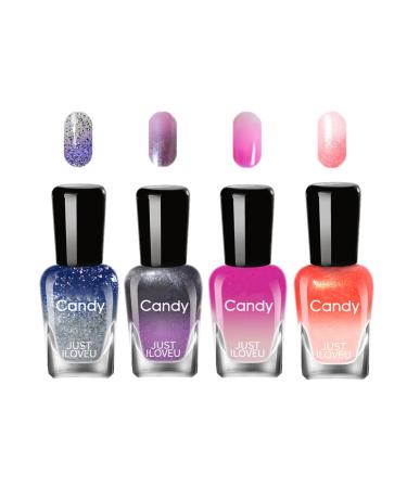 Temperature Change Nail Polish Colour Temperature Control Nail Polish - Long-Lasting Nail Polish Set - Colour Changing Temperature Control Nail Polish Nail Art Design Without UV Lamp (B Set)