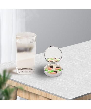 Small Pocket Pill Box - Portable Metal Pill Case with 3 Compartments & Mirror | Travel Medicine Organizer (Pink Blue - Buy Online on GoSupps.com