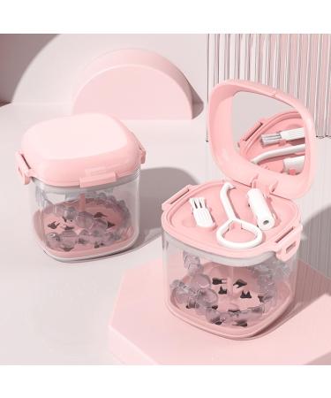 Hierarchical Hollowed-Out Retainer Cleaning Case with Mirror & Brush | Leryveo Pink Travel Utensils for Mouth Protection Food-Grade Quality - Buy Online on GoSupps.com