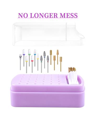 30 Holes Nail Drill Holder with Removable Cleaning Brush - 2 in 1 Storage Box for Nail Art Drill Bits & Organizers - Dust Collector Violet - Buy Online on GoSupps.com