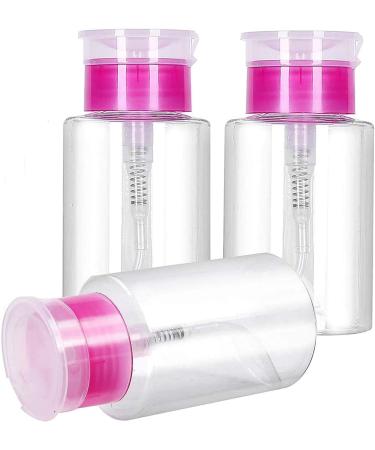 Nail Polish Remover Pump Bottle Dispenser 180 ML Push Down Cleanser Bottle Travel Empty Liquid Container for Nail Varnish Remover & Makeup Remover Nail Art Tool(3 Pack) 3 Count (Pack of 1)
