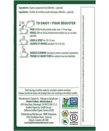 Traditional Medicinals Peppermint 16 Tea Bags (Pack Of 6) 384 gram Tea Peppermint 16 Count (Pack of 6) - Buy Online on GoSupps.com