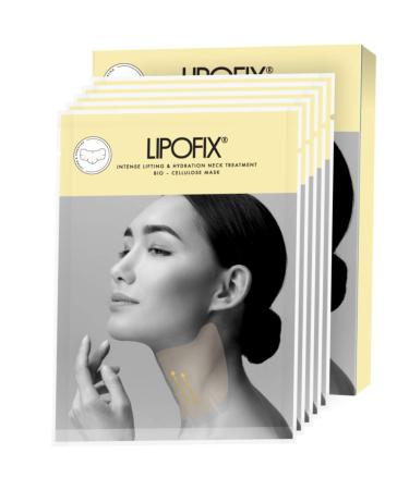 LIPOFIX Neck Lifting Hydrating Firming Intense Treatment Bio - Cellulose Mask 5 Count (Pack of 1)