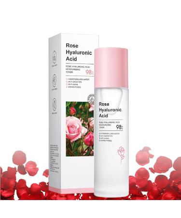 Rose Toner for Face Rose Water for Face with 98% Rose & Hyaluronic Acid Moisturizing Toner Vegan Rose Water for Women Korean Toner Skincare Nourishing