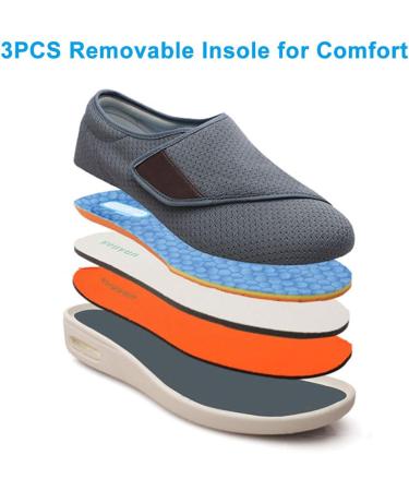 Womens Extra Wide Diabetic Shoes - Adjustable Strap Sneakers for Swollen Feet - Light Blue, Size 8 - Buy Online on GoSupps.com