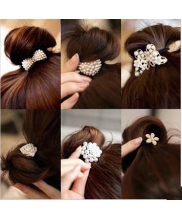 cuhair(tm) 6pcs pearl flower design women girls kids ponytail holder hair tie hair rope hairband hair accessories
