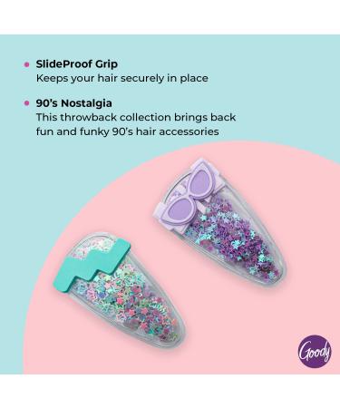 Goody Kids Slideproof Hair Snap Clips - Nostalgia Glitter (2 Count) | Hinge Clips for All Hair Types - Pain-Free Accessories for Women and Girls - Buy Online on GoSupps.com