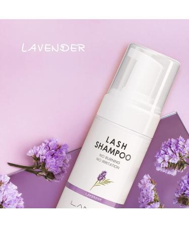LANKIZ Eyelash Extension Shampoo + 2 Brushes | Sensitive Eyelid Foam Cleanser for Deep Clean | Makeup & Mascara Remover | Professional Spa Quality | 100ml Lavender | Ideal for Extensions - Buy Online on GoSupps.com