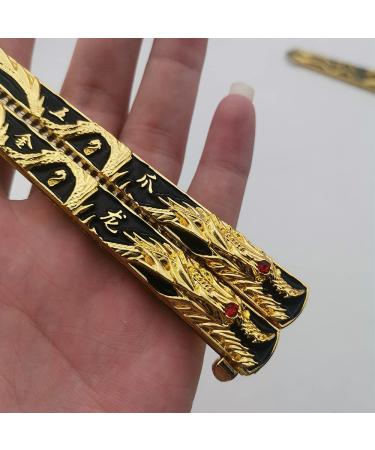 WANLIAN Dragon Butterfly Comb Trainer - Stainless Steel Folding Practice Comb for Hair Styling & Outdoor Use (Black Gold Dragon) - Buy Online on GoSupps.com