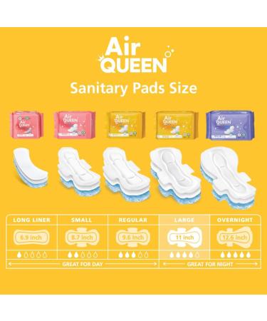 AIRQUEEN Regular Super Ultra Slim Organic Cotton Menstrual Overnight Pads - 5 Pack, Super Absorbent with Wings - Buy Online on GoSupps.com
