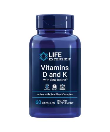 Life Extension Vitamins D and K with Sea-Iodine 60 Capsules