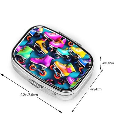 Colorful Roller Skates Pill Organizer | Travel-Friendly Mini Pill Box with 2 Compartments - Buy Online on GoSupps.com