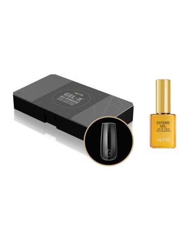 Apres Nail Gel-X Natural Square Medium Box of Tips & Extend Gel Bundle | Include 500 Gel-X Tips & 15ml Extend Gel Gold Bottle | Premium Quality | 10 Sizes 0-9 | No size 00 included | 2022 Version