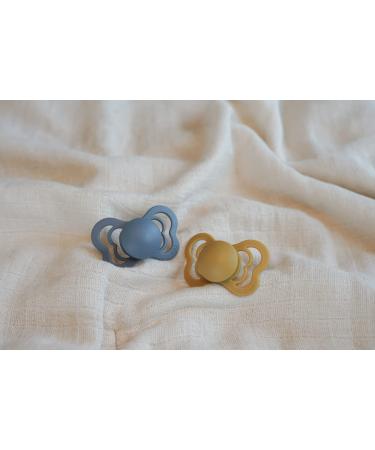 Couture Collection BIBS Pacifiers | BPA-Free Danish Baby Soothers | Mustard Color Set of 2 | Size 6-18 Months - Buy Online on GoSupps.com