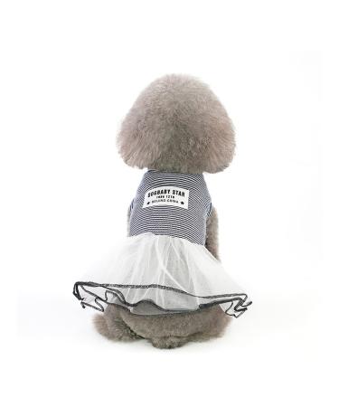 Barrageon dogs Kneid Sweet Princess Rock Clothing Cat puppy for small medium -sized Bowknot Pets Summer clothing Dog cat (black -S) back length: 20 cm stripes - black