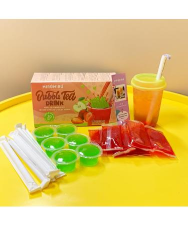 Buy MiruMiru Bubble Tea Kits - Green Apple Pearl & Strawberry Nectar with Jasmine Tea | 6 Drinks & Straws | International Shipping - Buy Online on GoSupps.com