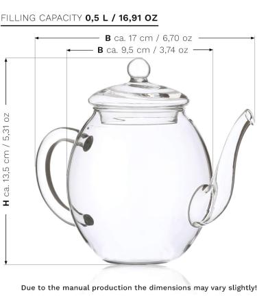 Creano Flowering Tea Abloom Tea - Flower Tea Ball Gift set with 500 ml Glass Tea Pot | Black tea Black/Silver - Buy Online on GoSupps.com