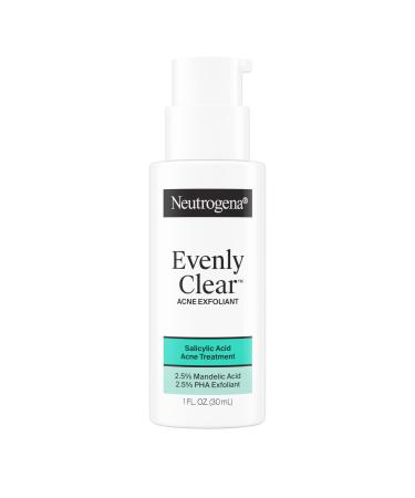 Neutrogena Evenly Clear Acne Exfoliant with Salicylic Acid & Mandelic Acid Multi-Acid Exfoliating Treatment Serum Visibly Fade the look of Post-Acne Marks for A Smooth Even Skin Tone 1 fl. oz