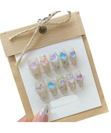 Detachable Handmade false nails with design dopamine bubble love girl press on Nail enhancement false nails (Color : 10 Size : S)