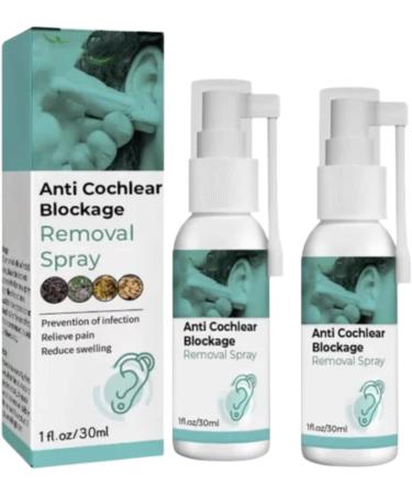 GFOUK Anti Cochlear Blockage Removal Spray Ear Wax Softener Cleaner Natural Ear Spray for Cochlear Blockage Ear Pain and Ear Infections (2pcs)