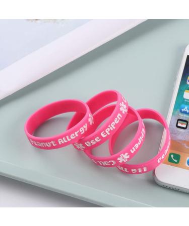Ibasenice Silicone Medical Alarm Bracelets for Food Allergies - 4PCs Pink 7x1.1cm - Buy Online on GoSupps.com